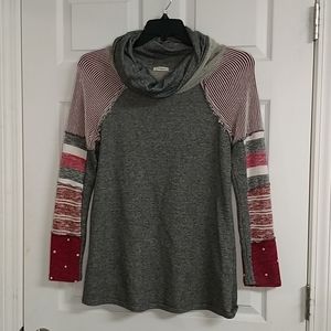 *3 for $15* Cozy Cowl neck top with patch sleeves